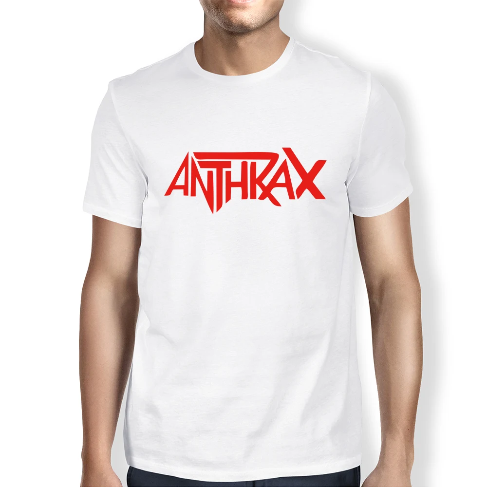 Футболка мужская с принтом Anthrax белая Свободная Повседневная рубашка коротким