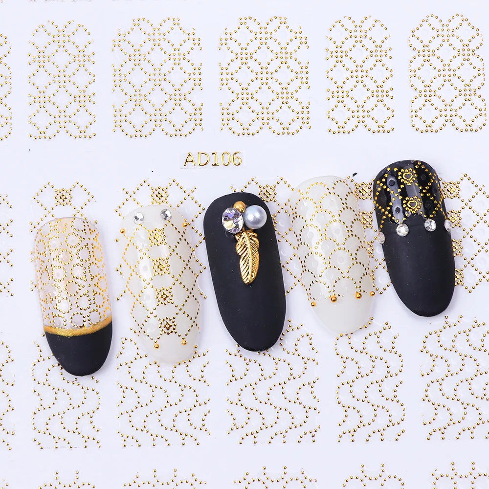1 шт 3D золотые наклейки для ногтей, клейкие наклейки, лист, лоза, цветы, полосы, Полное Обертывание фольги, украшение для ногтей, маникюр, TRAD101-106