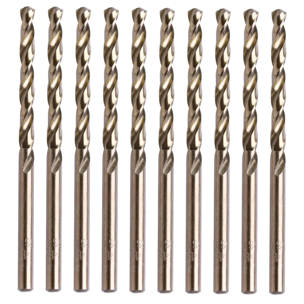 

10Pcs 4mm M35 Round Shank HSS-Co Cobalt Twist Drill Spiral Drill Bit New L15