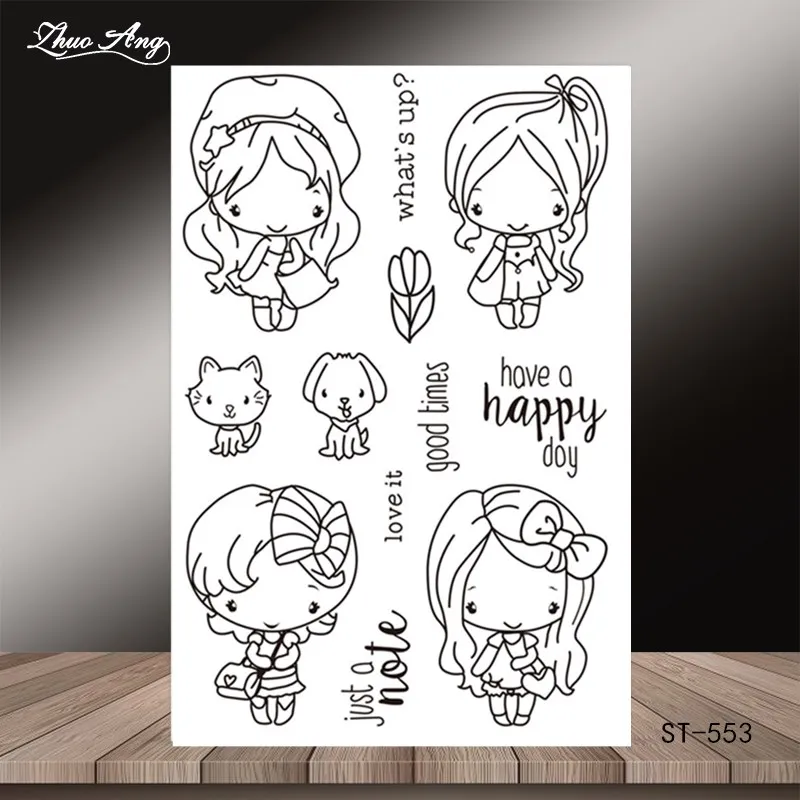 

ZhuoAng Happy Day Metal Cutting Dies and Clear Stamp Set for DIY Scrapbooking Photo Album Decoretive Embossing Stencial