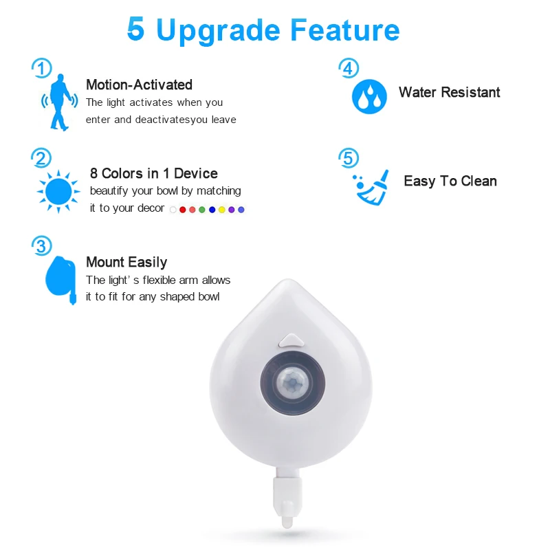  LED Toilet Light Motion Sensor Night Lamp AAA Battery Powered WC Light Real 8 Colors Changeable Bac - 32951402742