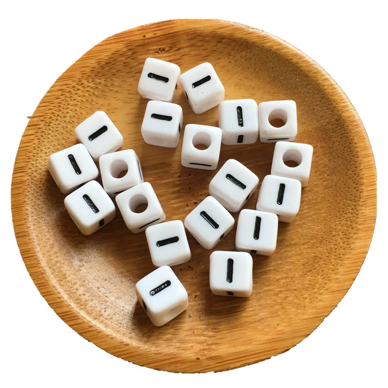 

Free Shipping 8*8MM Cube Acrylic Letter Beads Single Initial I Printing White Alphabet Plastic Jewelry Beads for DIY