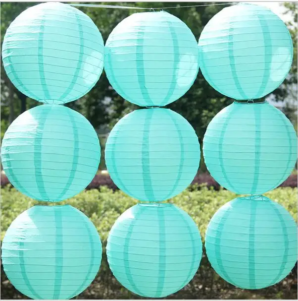 

New 4-6-8-10-12-14-16Inch Tiffany Blue Chinese Paper Lanterns for Wedding Event Party Decoration Holiday Supplies Paper Ball