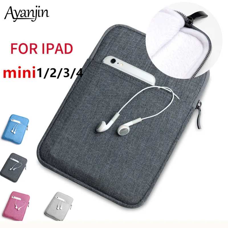 

2019 hot fashion Tablet Liner Sleeve Pouch zipper Bag for Apple iPad Mini 1 2 3 4 7.9 inch Cover for xiaomi mipad1 2 3 bag case