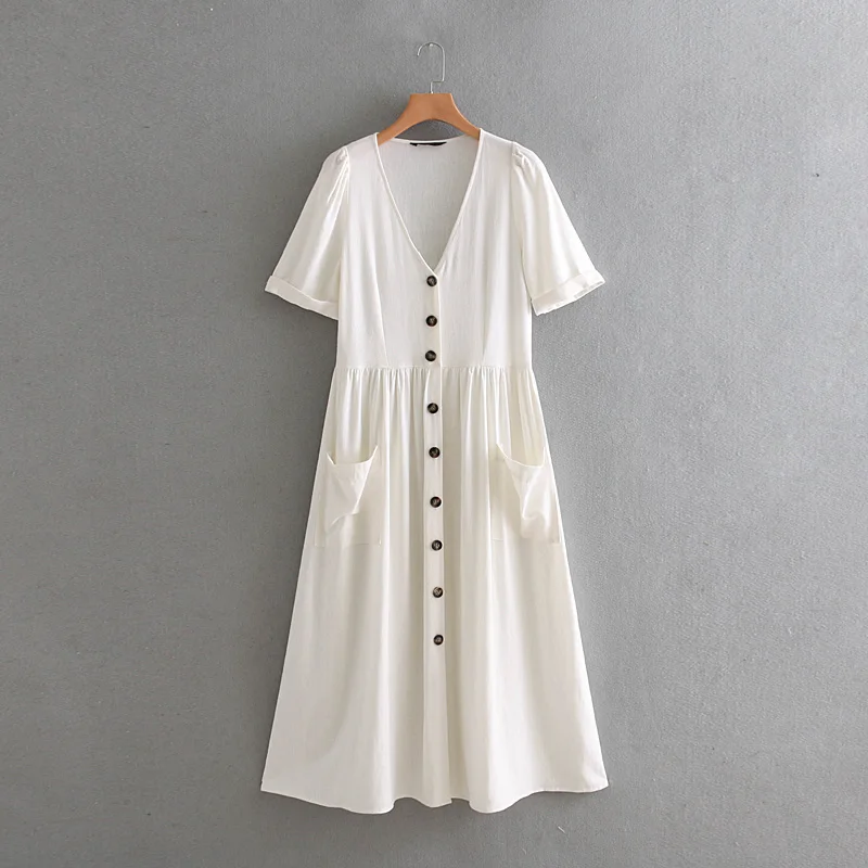 womens white linen sundress