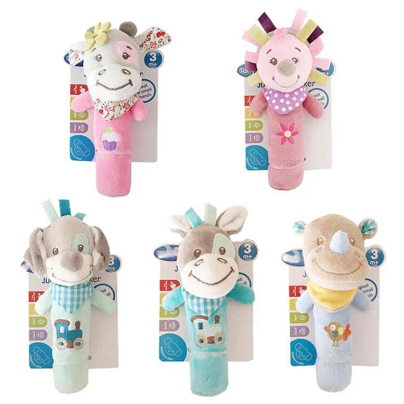

Baby Rattle Toys Mobiles BB Sticks Animal Dog Plush Baby Toys Crib Bed Hanging Colorful Infant Educational Toys 0-12 Mouth