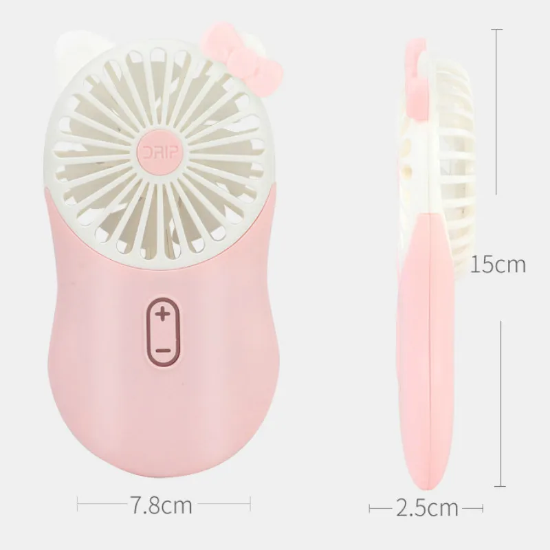 Cartoon Usb Pocket Mini Hold Charge Small Fans With One Portable Bring Led Lamp Ultrathin Will Wind Power