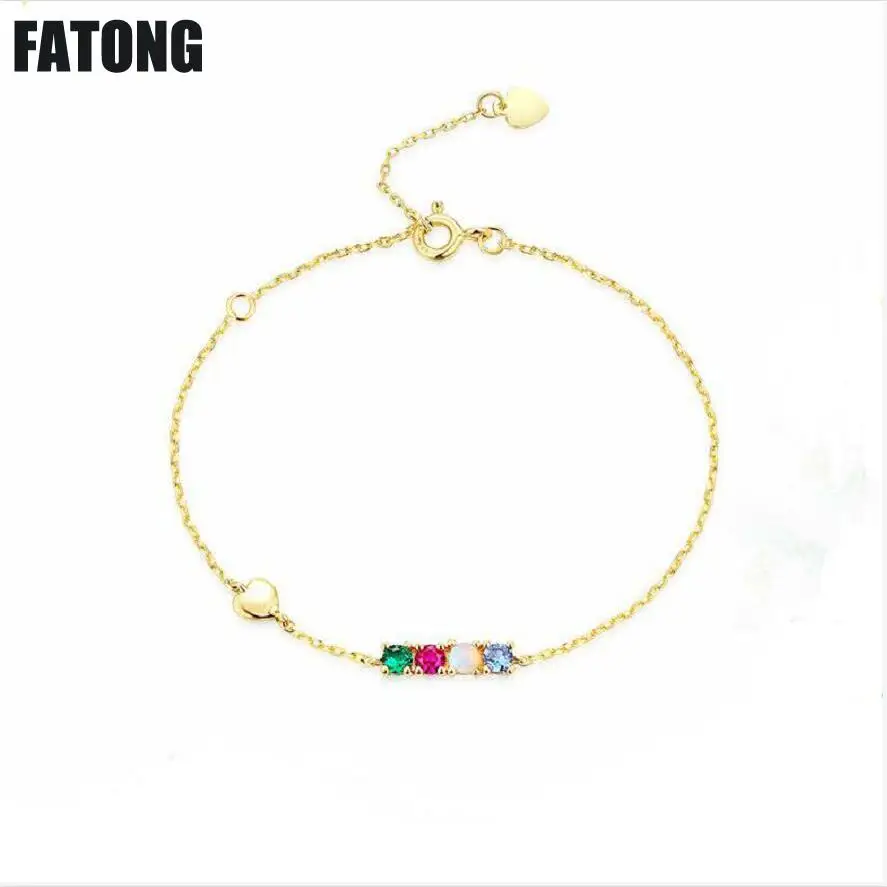

925 sterling silver inlaid red and blue spinel bracelet ladies retro versatile jewelry. J0168