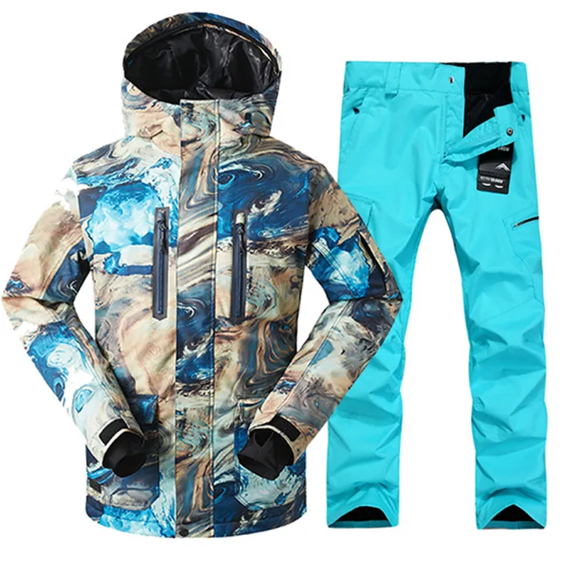 Лыжный костюм для катания на открытом воздухе, куртка и штаны,, брендовый мужской зимний лыжный комплект, сноуборд, костюм для мужчин