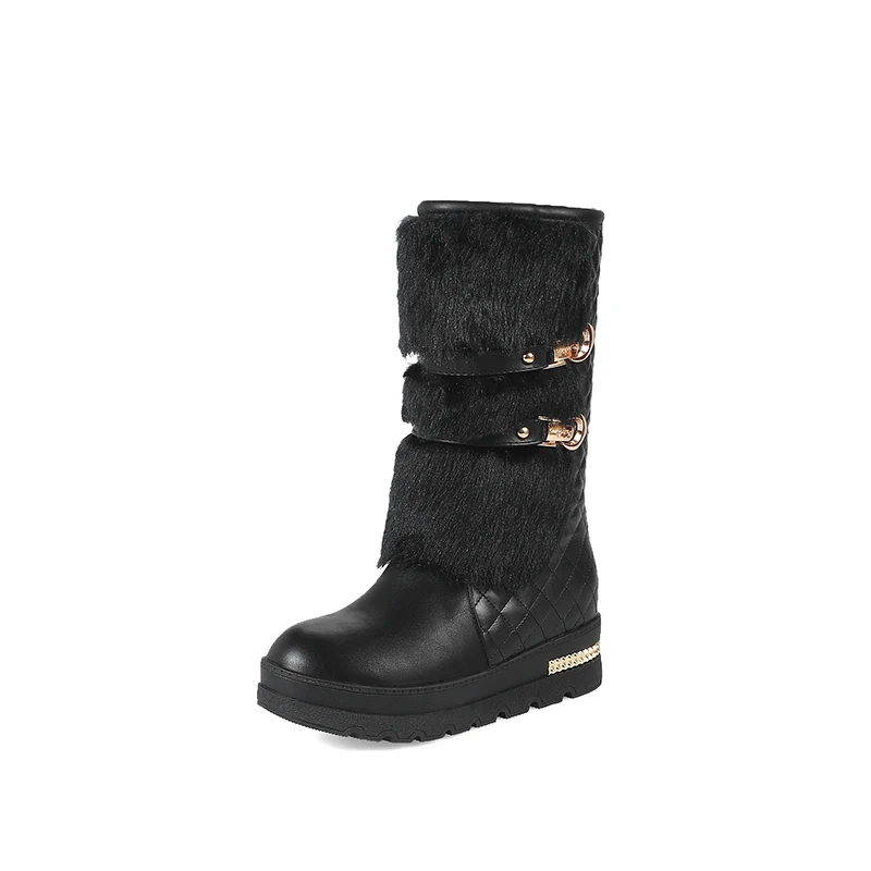 

Women Shoes Plush Warm Snow Boots Ladies Winter Mid-calf Boots Waterproof Snow Botas
