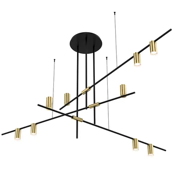

Post Modern Creative Personality 9 Lamps Chandelier Light Foyer Bedroom Diningroom Combo E27 LED Bulb Droplight Black with Gold