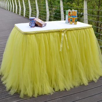 

Bowknot Tulle Tutu Table Skirt Table Cloth Cover for Wedding Birthday Party Decorating