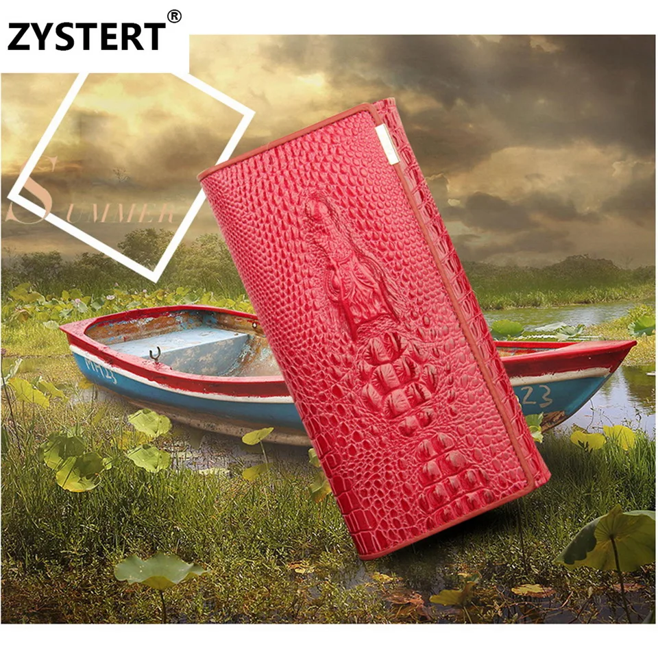 

Long Pattern Lady's Crocodile Print Leather Wallet High-capacity Flip Cover Phone Protective Jacket Case Cover Zipper Bag