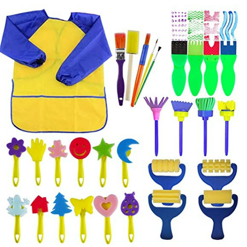 

31PCs Kids Paint Brushes Sponge Painting Brush Tool Sets Toy For Children Toddler DIY Funny Drawing Toys Creative Educational