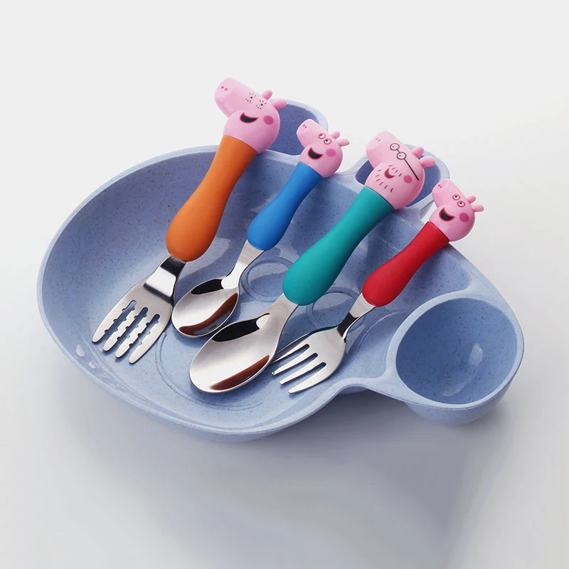 

Peppa Pig Tableware Spoon Cross Fork Soup Spoon Set Cartoon George Action Figures Anime Figures Kids Toys for Children Gifts2P26