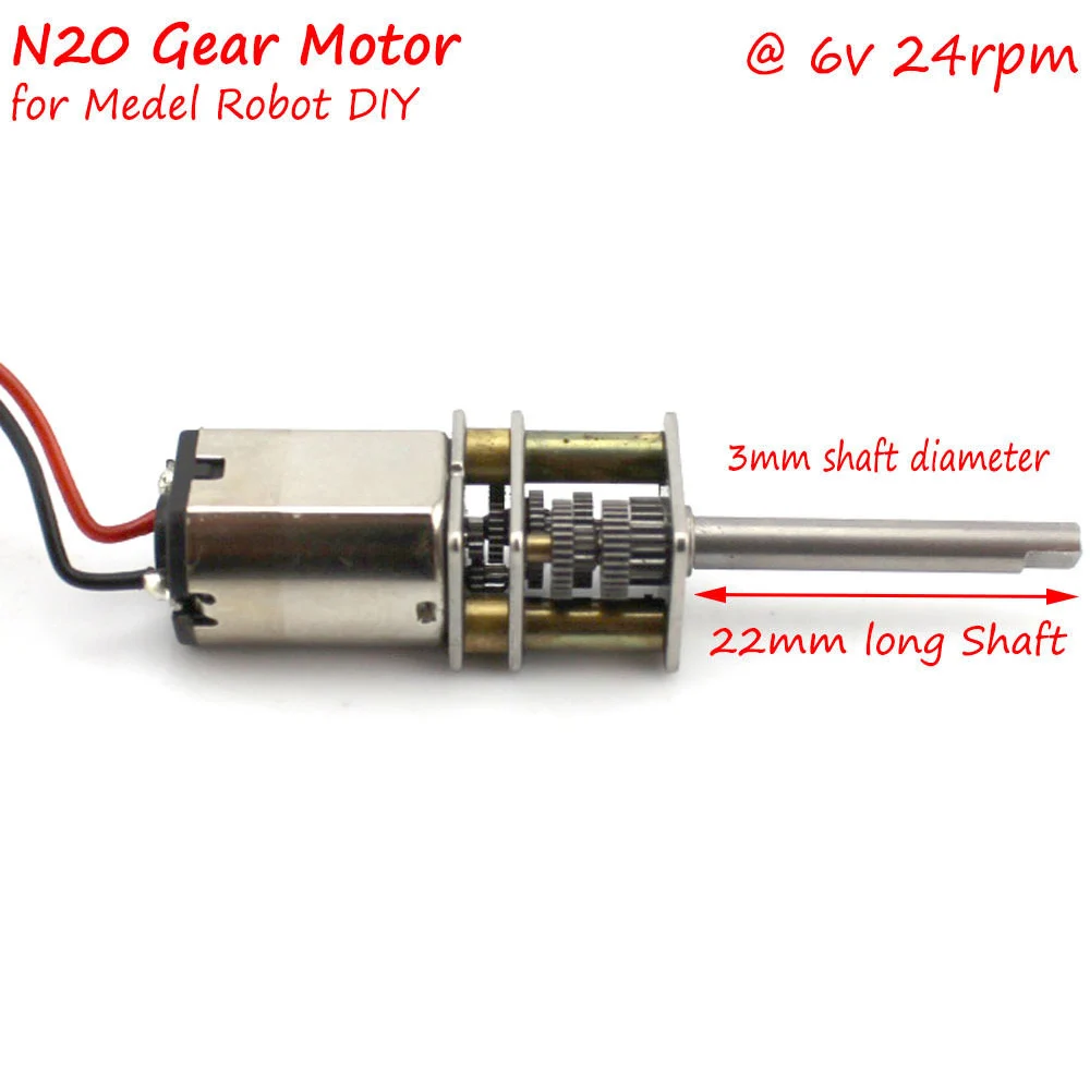 DC3V-6V 5V 24RPM Slow Speed Reduction Mini N20 Full Metal Gearbox Gear Motor DIY 