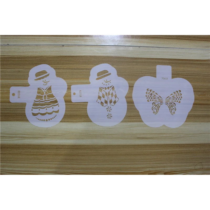 3 шт. Снеговик бабочка торт Кофе печати Трафареты помадка спрей шаблон DIY Отделка