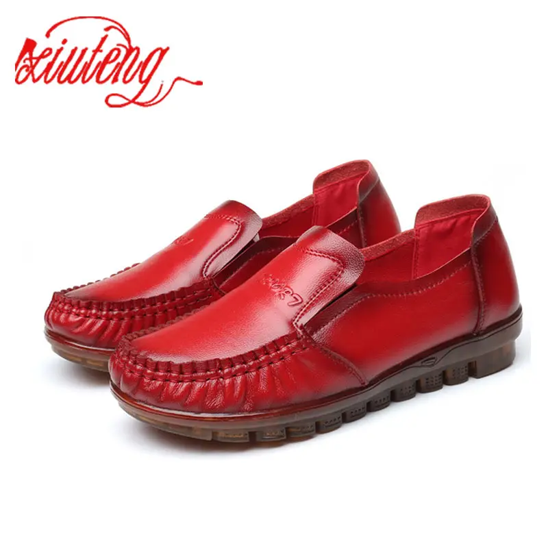 

Xiuteng Women Ballet Flats Shoes Genuine Leather Slip on ladies Shallow Moccasins Casual Shoes Female Summer Loafer Shoes Women