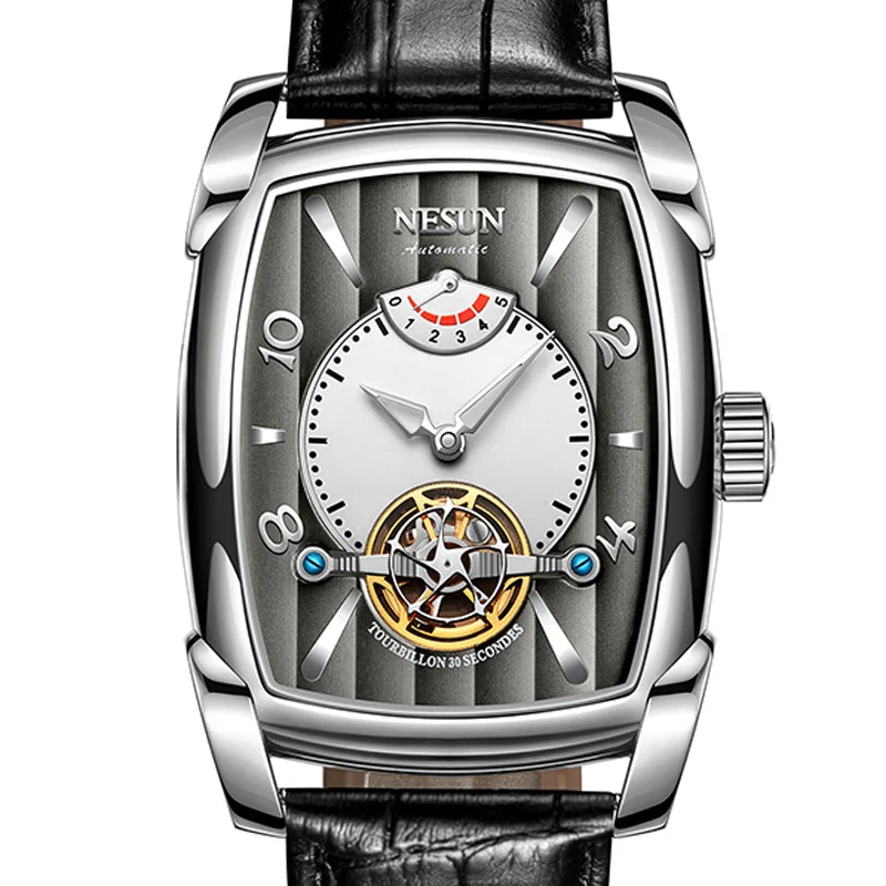 Автоматические механические часы Nesun Tourbillion мужские часы-скелетоны роскошные