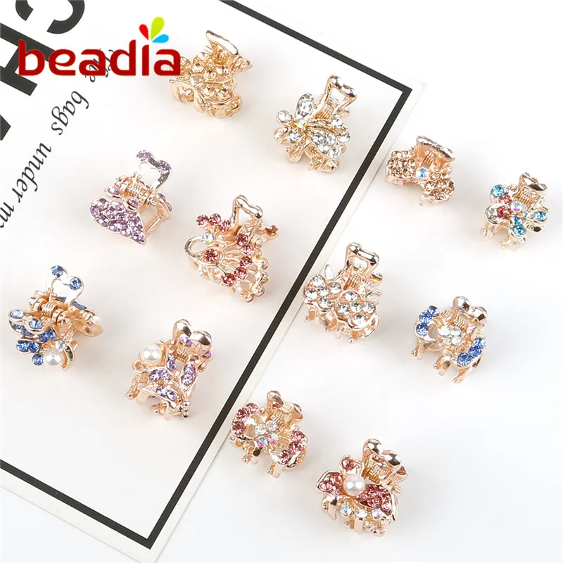 

Fashion Headwear 1 piece Random Color Mini Cute Style Rhinestone Hair Accessories Hair Claws Hairpins Clips For Girls Kids Women