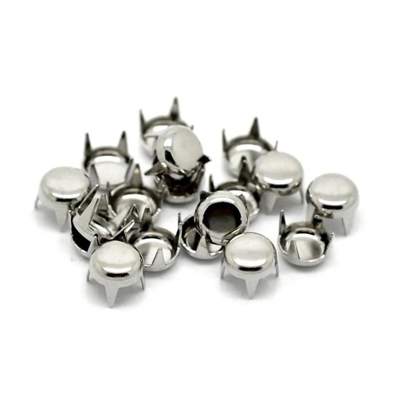 

1000PCs Silver Tone Round Copper Spike Rivet Studs Spots For Hats Bags Decorative Parts 8x5mm( 3/8"x 2/8")