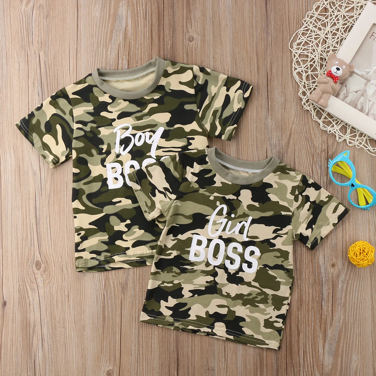 

Camouflage T-shirt Girl/Boy Boss Newborn Baby Boys Girls Clothes Cotton Romper Playsuit Tops T Shirts Tee Outfits