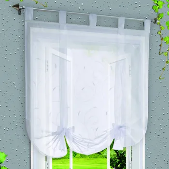 

Hot Selling Embroidered Roman Blinds Window Screening Bedroom Living Room Pulling Short Door Curtain Blind For Kitchen Decor