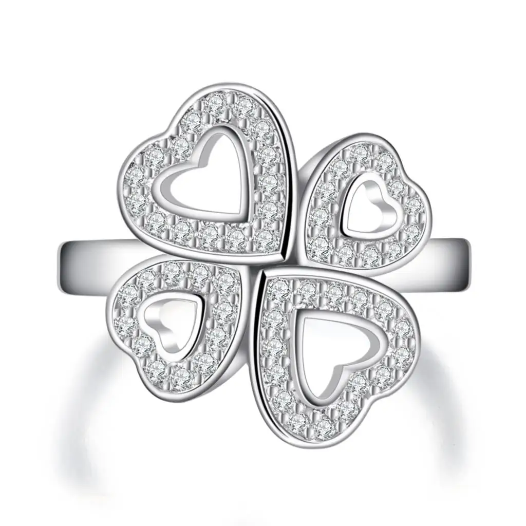 Vintage jewellery women wedding ring clover design love jewelry 2017 valentine's day ring for girlfriend free shipping