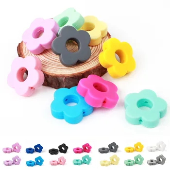 

TYRY.HU 10pcs Silicone beads Flower Baby Teething nursing DIY Crafts teething chew Beads Clips Soother Chain Accessories Toy