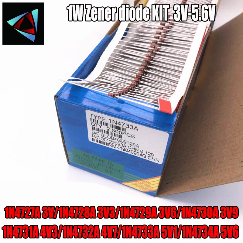 50 шт 1 Вт стабилитрон диод DO 41 1N4727A 3V/1N4728A 3V3/1N4729A 3V6/1N4730A 3V9/1N4731A 4V3/1N4732A 4V7/1N4733A 5V1/1N4734A