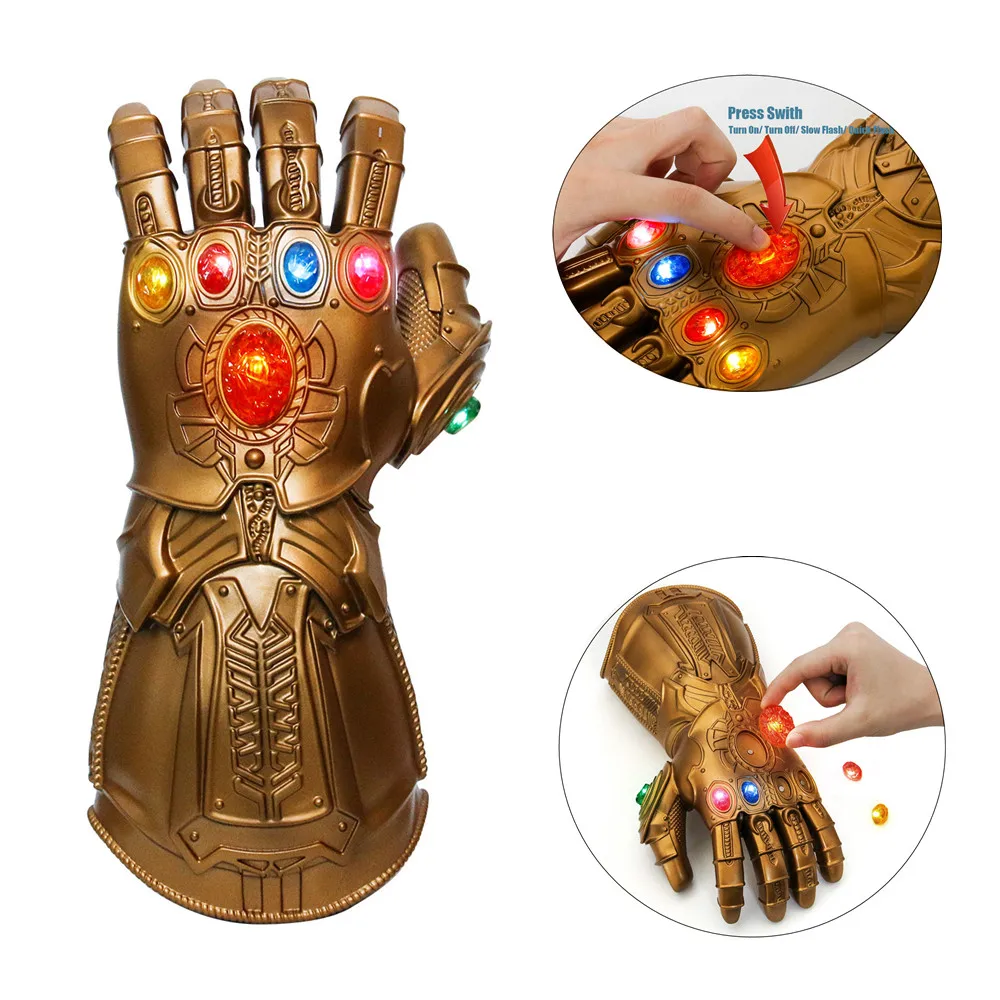 

Avengers 4 Endgame Thanos Led Light Up Gloves Removable Gem Infinity War Gauntlet Halloween Costume Party Props