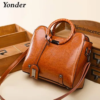 

Yonder women handbag female shoulder bags casual totes bag women leather handbags high quality famous designer bag fashion Brown