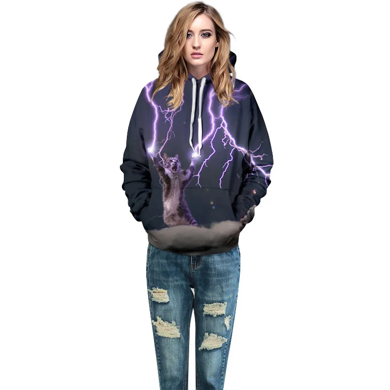 Hoodies men sweatshirt funny 3D electric shock cat hoodie novelty Hoodies men sweatshirt funny 3D electric shock cat hoodie novelty