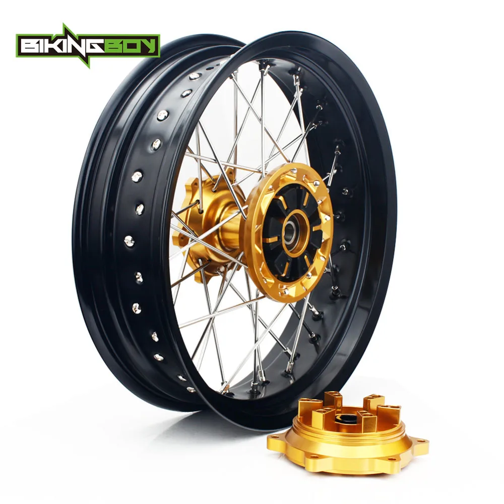 BIKINGBOY 1" Supermoto для Suzuki DRZ400SM 2005- DRZ400 00-04 DRZ 400 S 00-17 DRZ400E 2000-2007 Передние Задние Колеса Диски ступицы - Цвет: Rear Gold