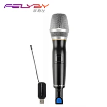 Караоке зарядка беспроводной микрофон с приемником коробка полностью металлический Профессиональный электродинамический микрофон для компьютера ручной микрофон