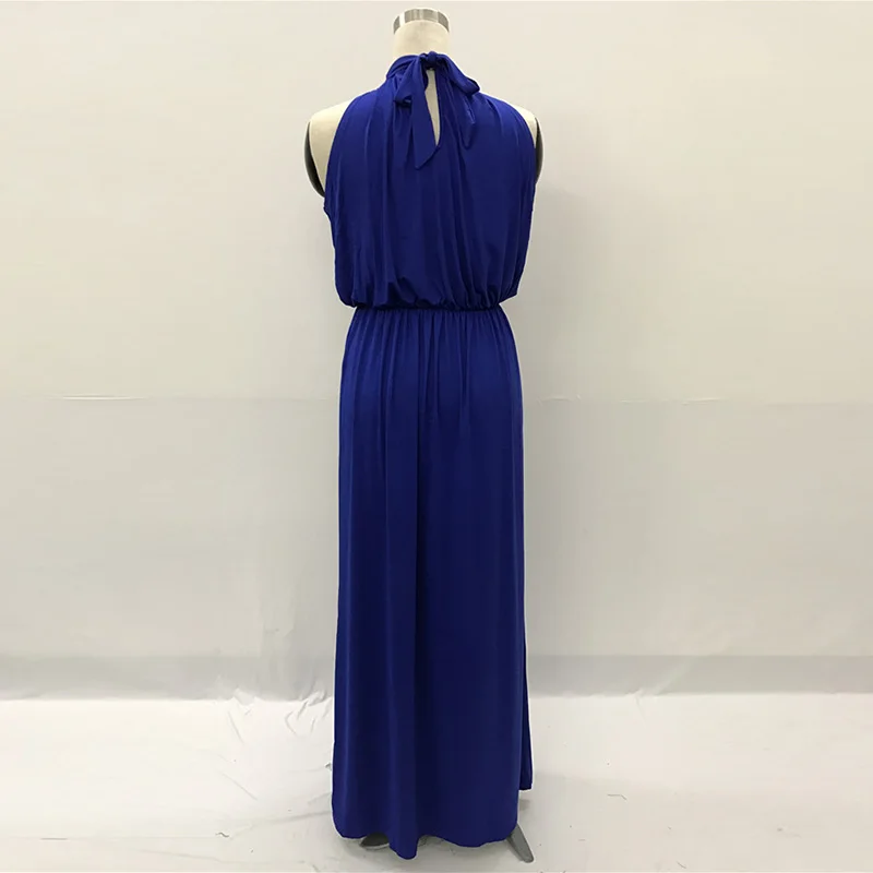 Kostlich Loose Casual Plus Size Ladies Dreses Elastic Waist Back Bow Tie Sexy Women Long Dress O-Neck Sleeveless Summer Dress (24)