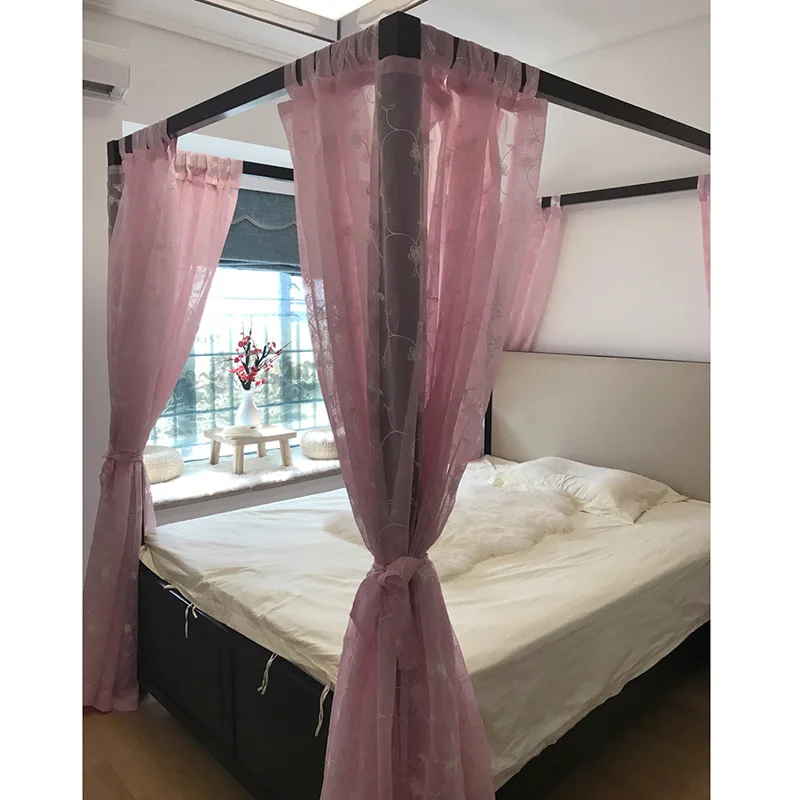 Princess Mosquito Net Pink Bed Canopy Embroidered Landing Square Princess Mosquito Net Pink Bed Canopy