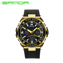 SANDA спортивные водонепроницаемые кварцевые мужские наручные часы montre Dual DisplayRelogio Masculino устойчивые деловые армейские военные часы