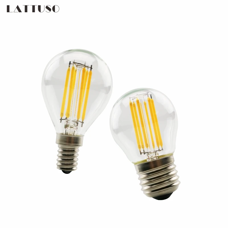 

LATTUSO Retro LED Filament Light lamp E27 E14 2W 4W 6W 220V G45 Clear Glass shell vintage edison led bulb for Free shipping
