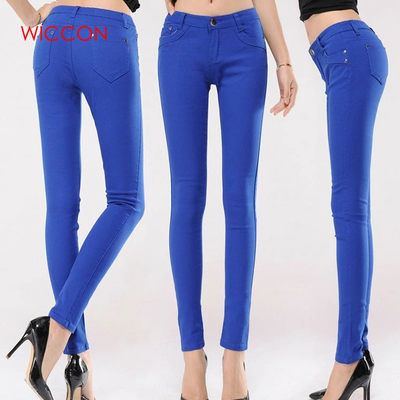 

Autumn woman Pants Sweet Candy Color Pencil Pants Elastic High Waist Trousers Women Casual Solid Pants full length winter pants
