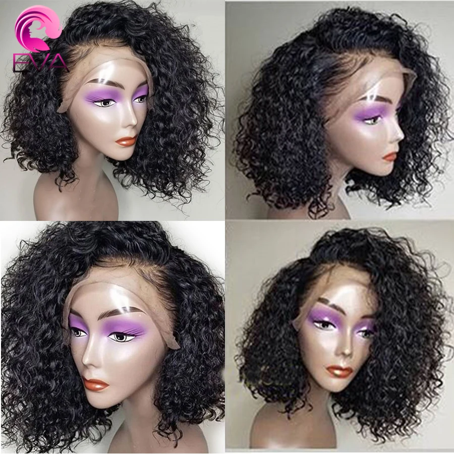 Eva Hair 150% Density 13*6 Deep Parting Lace Front Human Hair wigs Short Bob Wigs Bleached Knots Brazilian Remy Hair 8-16 -