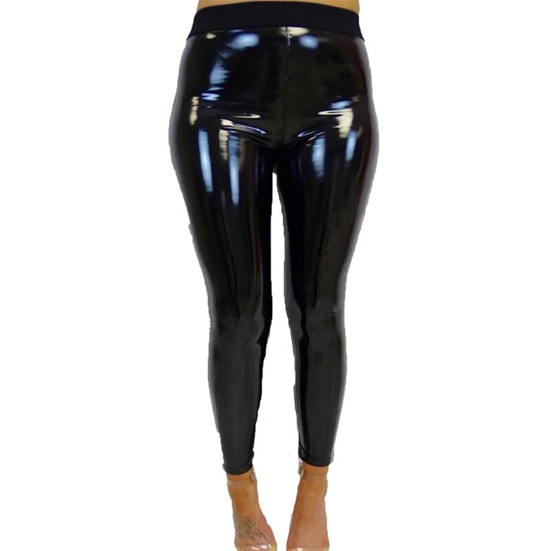 black high waisted pu trousers