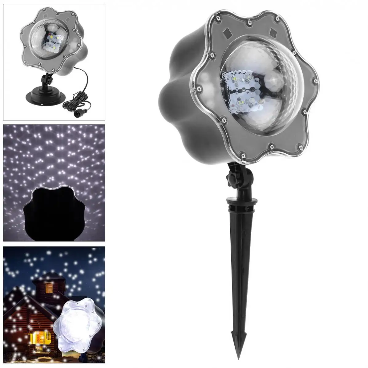 

Sale 4W Indoor / Outdoor Waterproof Snow Projector Lamp with Remote Control and Ground Stake for Christmas / Holiday Decoration