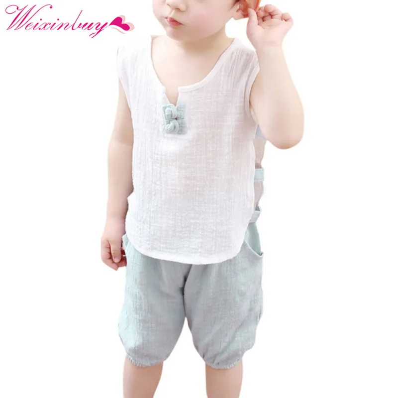 Baby Clothes Baby Boy Clothes Set Summer Vest T-shirt Linen Comfort Baby Boy Clothes Set Fashion Breathable Baby Sports Clothes