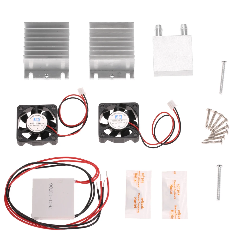 

DIY Kit Thermoelectric Peltier Cooler Refrigeration Heat Sink Conduction Module + 2 Fans + 2 TEC1-12706 Cooling System