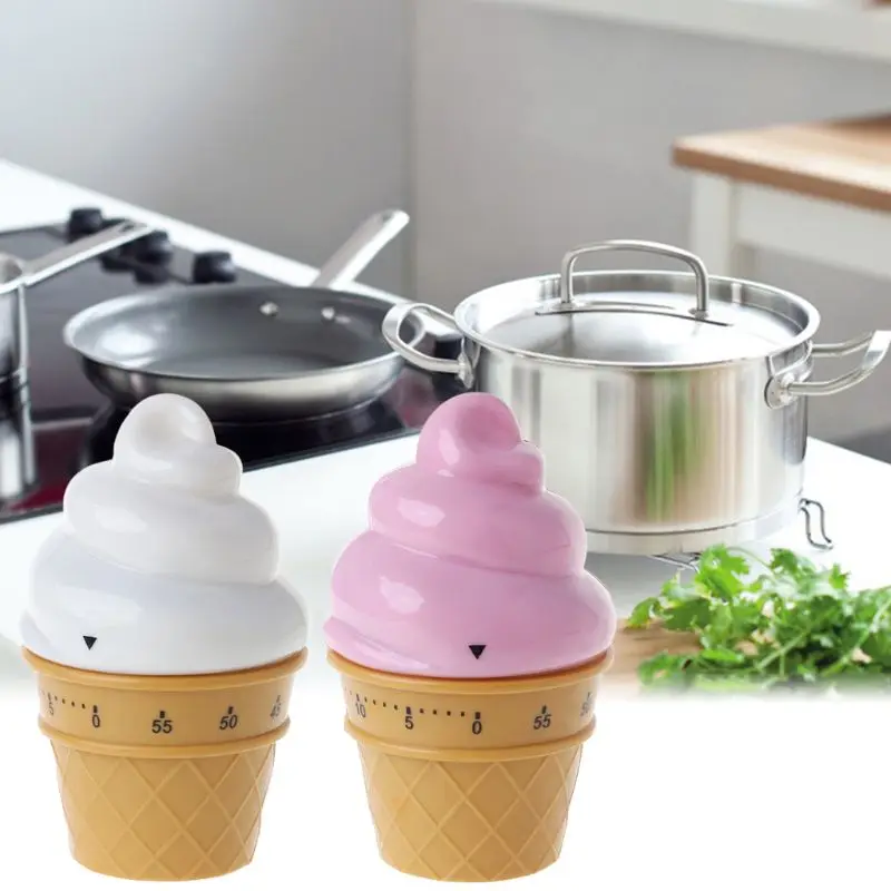 

Ice Cream Mechanical Kitchen Timer Cooking Countdown Timer Clock 60 Minutes Kitchen Gadgets Tool