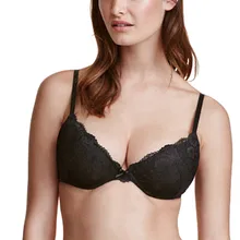 2017 New Fashion Women Black Sexy Push Up Lace Adjustable Straps Bralettes Semi-sheer Underwear Soft Breathable Bras