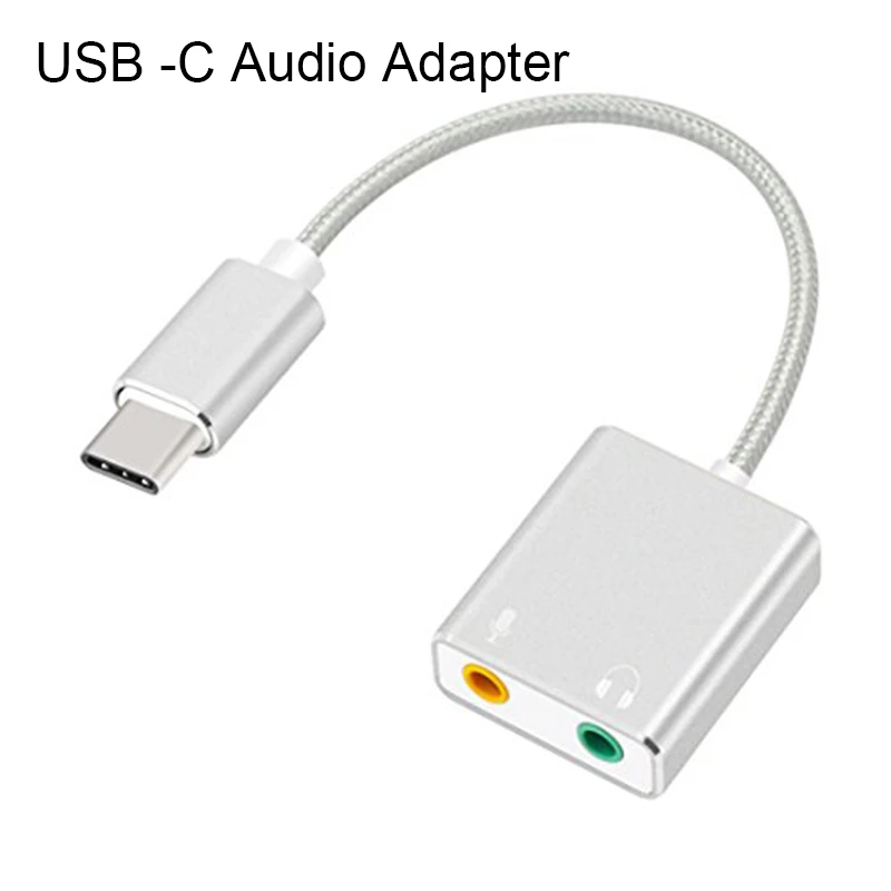 

USB-C Type C 3D Stereo Sound Adapter Cable with 3.5mm Speaker/Headphone Earphones and Microphone Jack Adapter Splitter