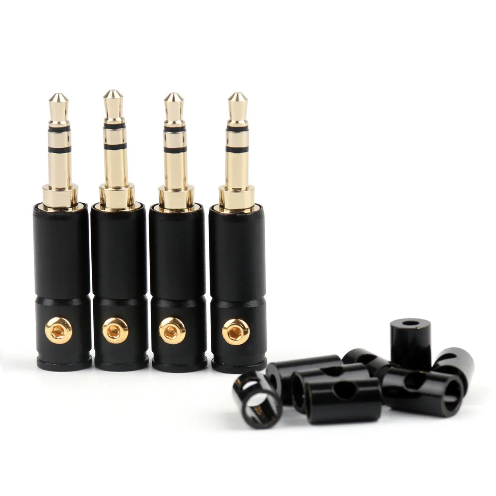 

Areyourshop 4 Pcs Gold Plated 3.5mm Stereo Male Repair Headphone Jack Plug Metal Audio Soldering Adapter