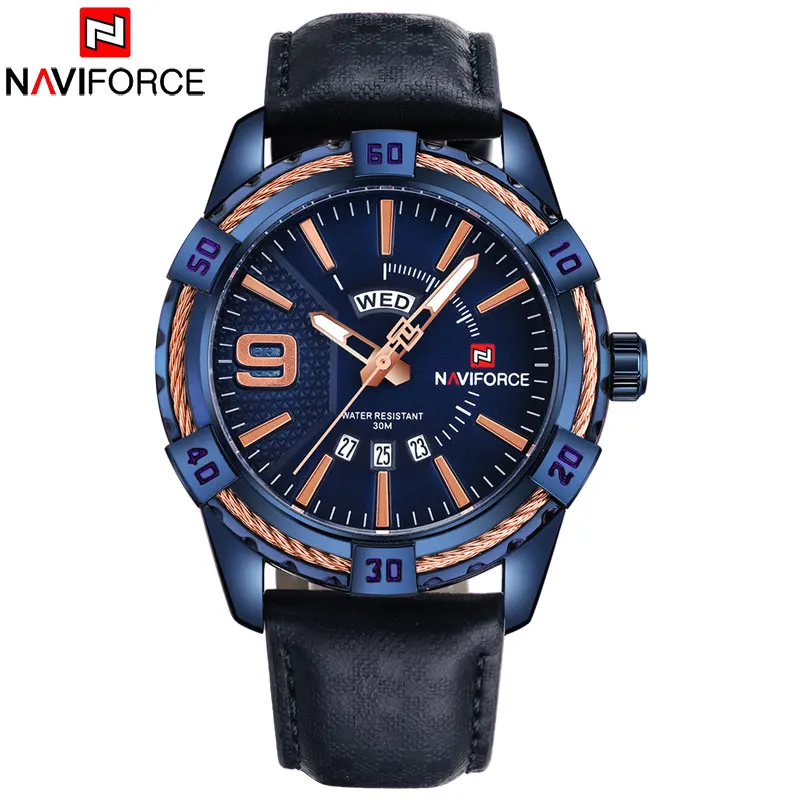 Мужские водонепроницаемые спортивные часы NAVIFORCE кварцевые из нержавеющей стали
